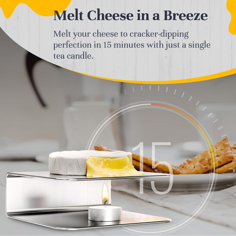 Ash Harbor Soft-Cheese Warmer - Warming Plate for Camembert & Brie Cheese - Complement Large or Mini Charcuterie Boards with Your Slow-Melt  Stainless Steel  Dishwasher-Safe Charcuterie Accessories by Ash Harbor - Image 3